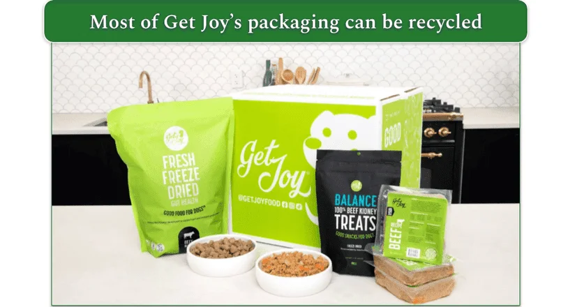Get Joy's delivery box and a selection of meals in packaging