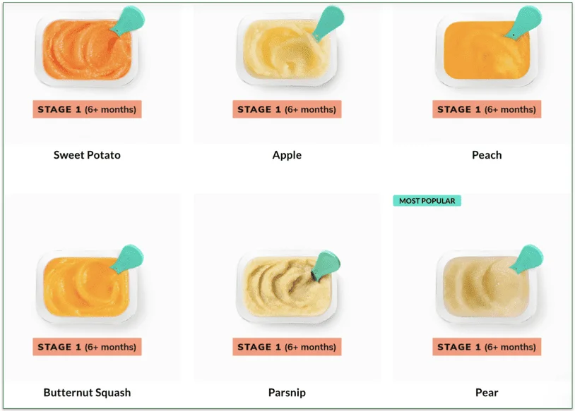 a screenshot of little spoon's stage 1 meals