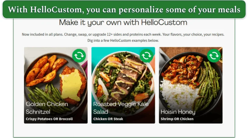 HelloFresh's customization feature