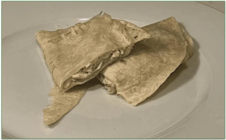 Photo of Nutrisystem's Chicken Bacon Ranch Quesadilla served cut in half on a plate