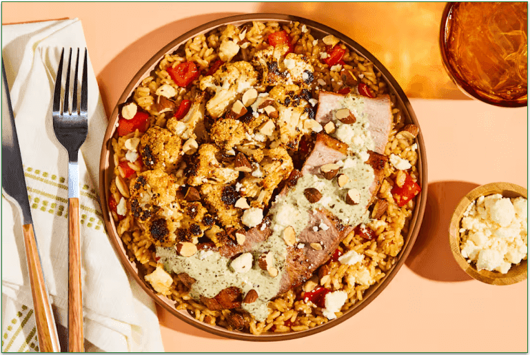 Green Chef's Smoky Pork Filet over Feta Rice