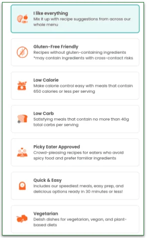 Choose one or more of the preferences