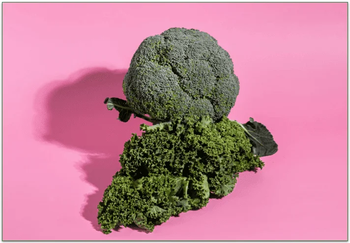 Fresh broccoli and kale