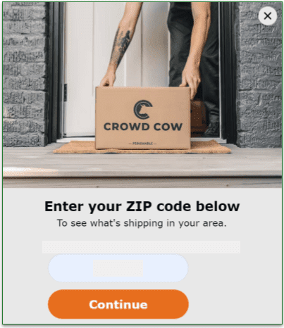 Box to enter zip code for delivery eligibility