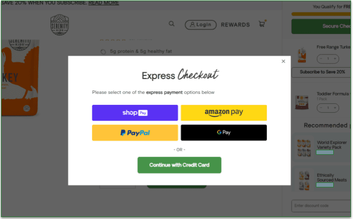 Payment options during signup
