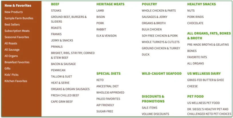 grassland beef's full menu