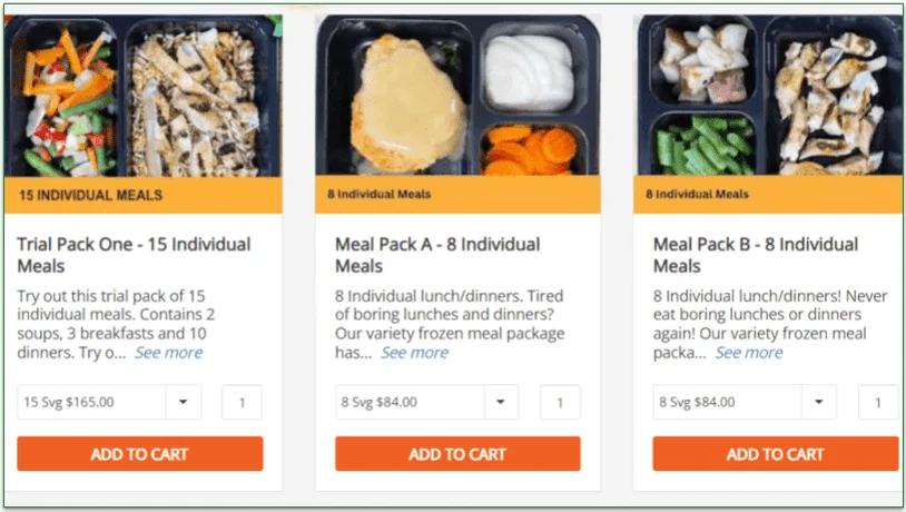  Images and prices of 3 senior meal pack bundles