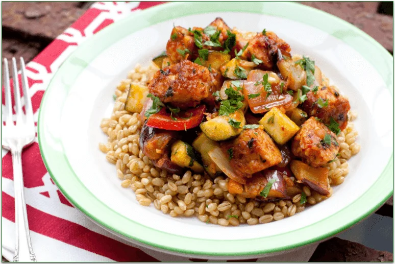Tempeh Ratatouille on Wheat Berries from Blue Apron
