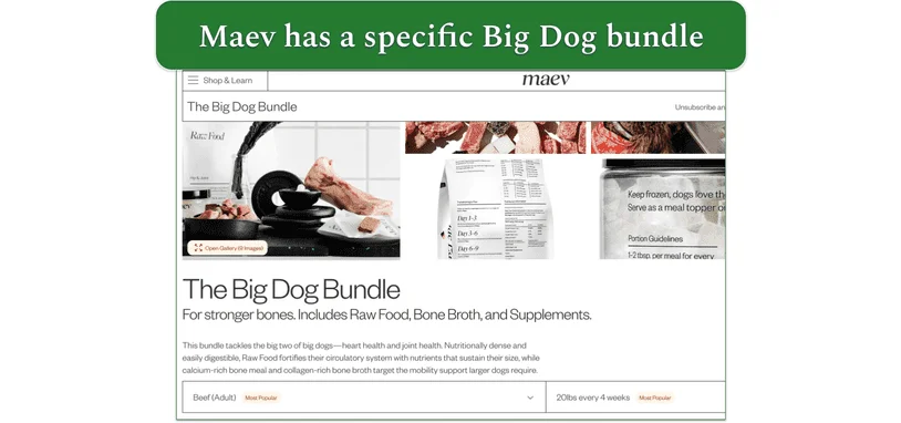 Screenshot of Maev’s The Big Dog Bundle page