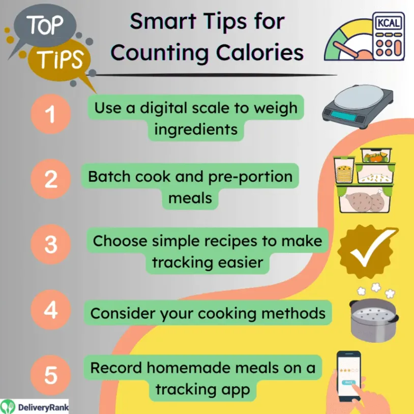 Infographic listing tips for counting calories