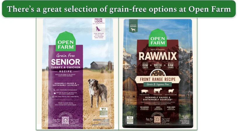 Grain free dry dog food and RawMix food from Open Farm