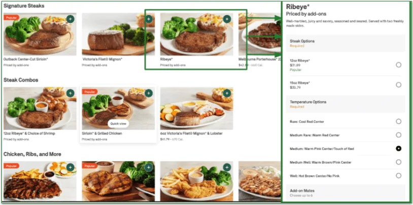 screenshot of customizing a Postmates merchant's product