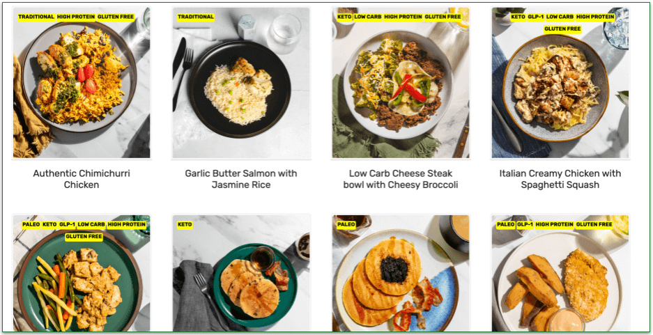  screengrab of Forkful's weekly menu