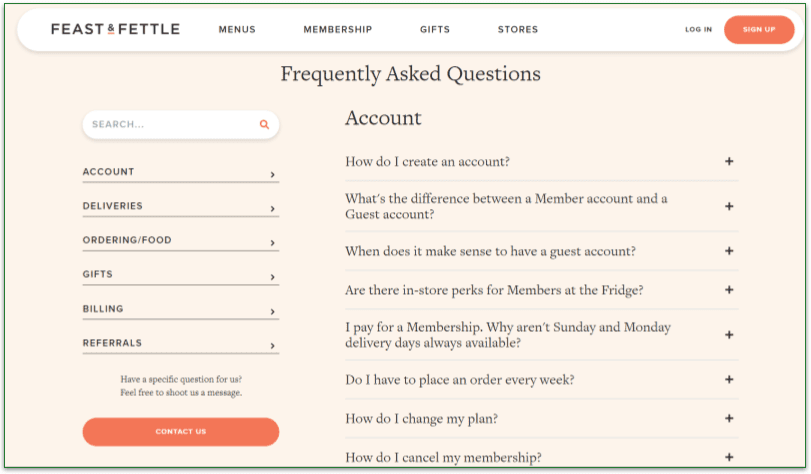 Feast & Fettle's FAQ page