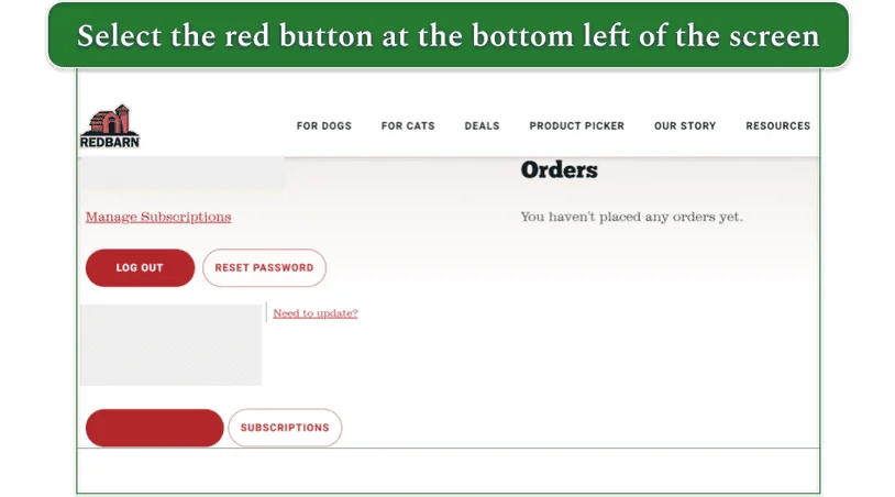 A Redbarn account page