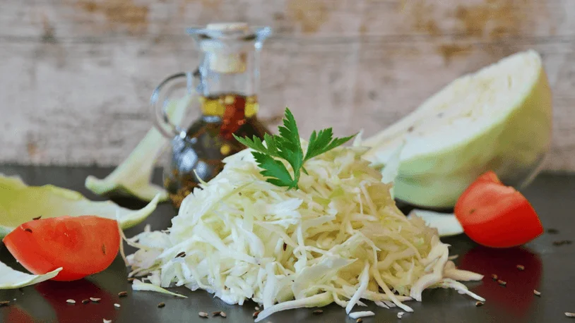 Featured image showing thinly sliced cabbage