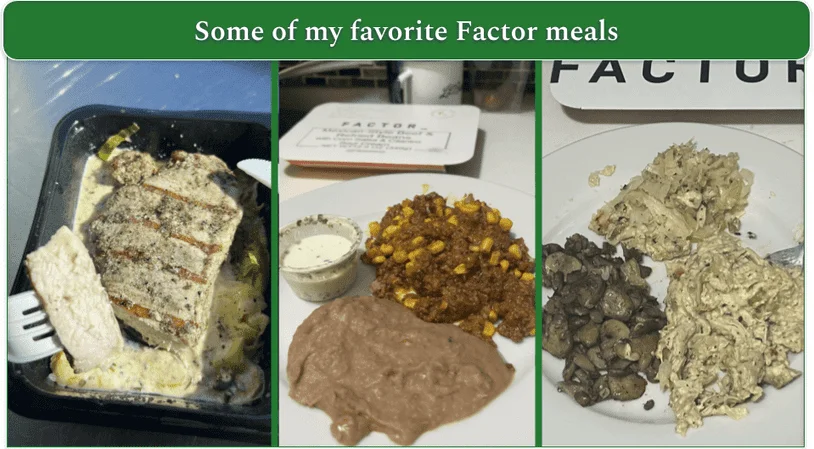 3 photographs of Factor meals