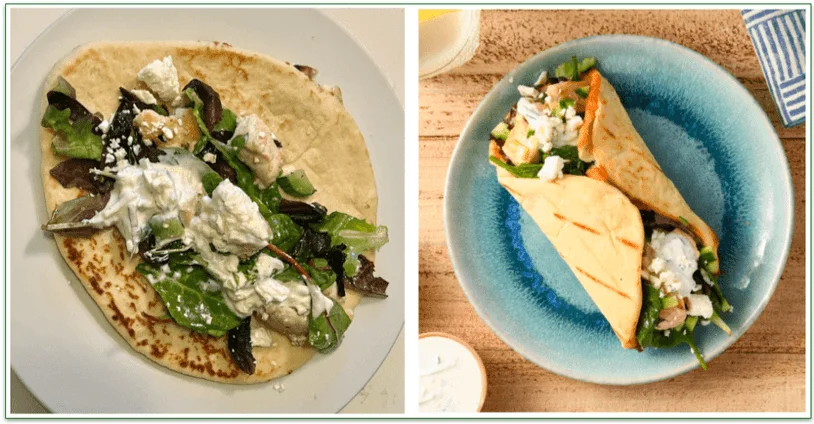 Home Chef's Gyro stock photo compared to the actual dish