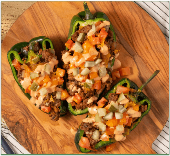 Home Chef's Beef Cheeseburger Stuffed Peppers