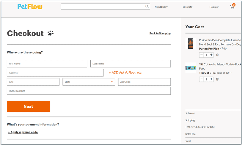 Add your address and payment details to check out