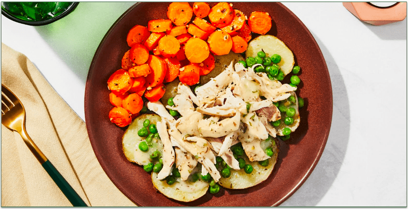 Factor's Chicken Thigh Vesuvio with Garlic Potatoes and Roasted Carrots