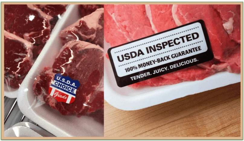 Beef in packaging with USDA Choice labels
