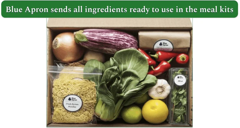 a screenshot of blue apron's ready to use ingredients