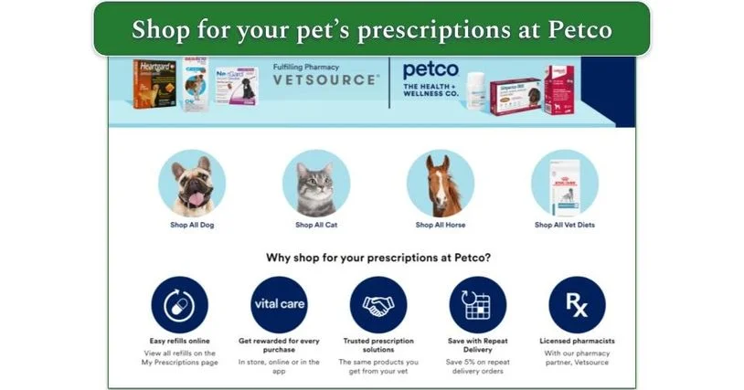Petco's Pharmacy page