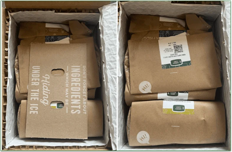 The interior of a newly-arrived Green Chef package