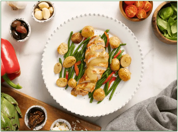 The Honey Mustard Chicken with Herb-Roasted Potatoes from Balance by Marley Spoon.