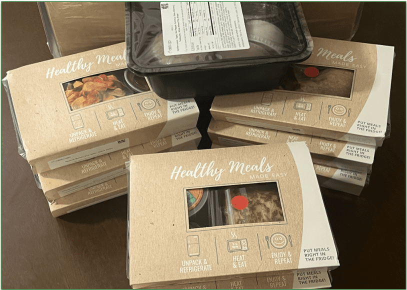 A stack of Diet-to-Go's prepared meals