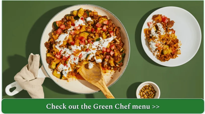 Green Chef's Taco-Spiced Beef & Squash Skillet with Tomato, Toasted Pepitas, Sharp Cheddar, and Crema