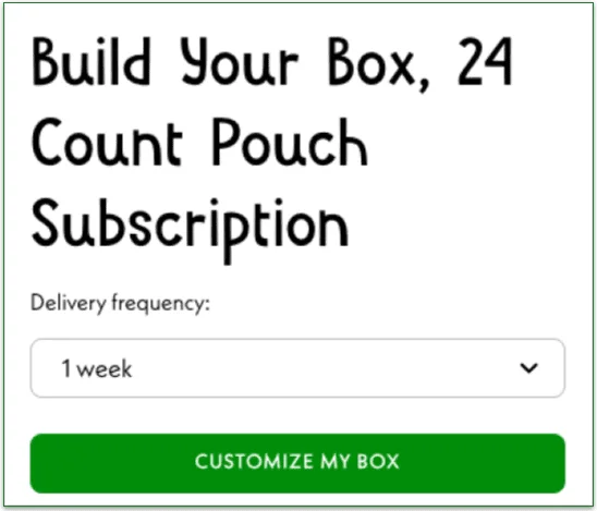 Adjusting delivery frequency for Once Upon a Farm subscription.