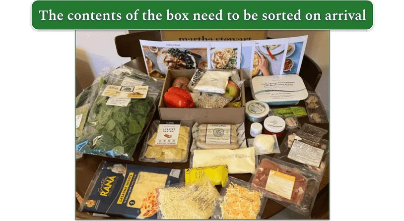  Unboxed Marley Spoon order showing all produce and proteins