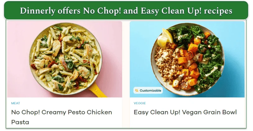 A no chop and easy clean up recipe on Dinnerly's menu
