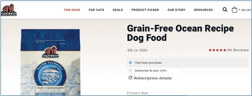 Redbarn subscription discount of 10%