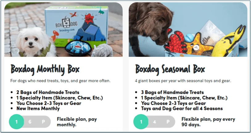 BoxDog's subscription types