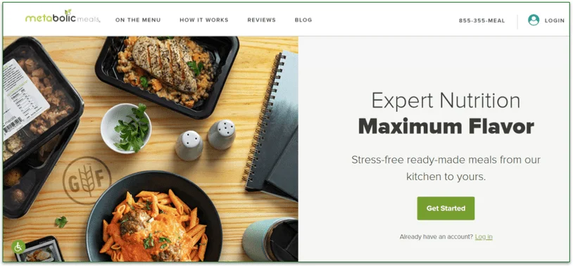 Metabolic Meals' main page