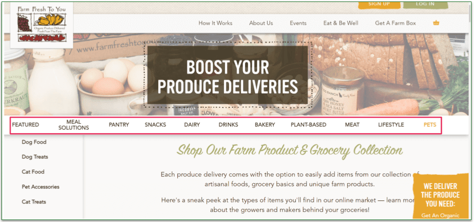 Farm Fresh to You's extra product categories