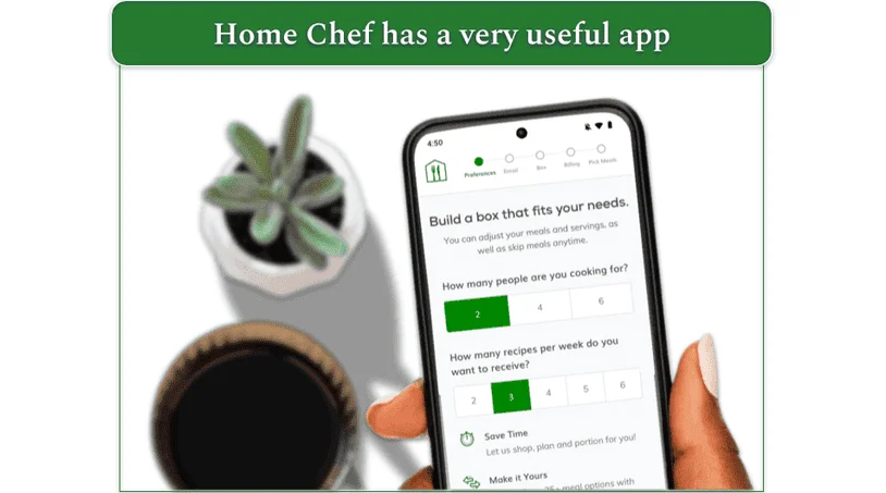 Image of a phone displaying the Home Chef app