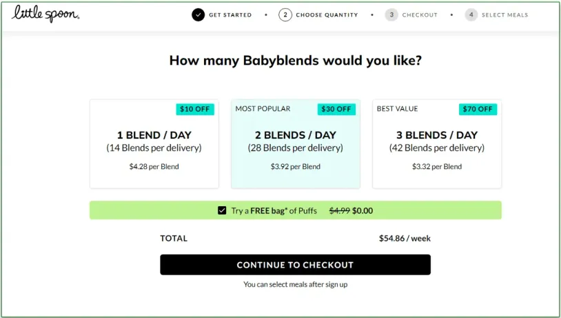 Little Spoon: Larger orders are more cost effective