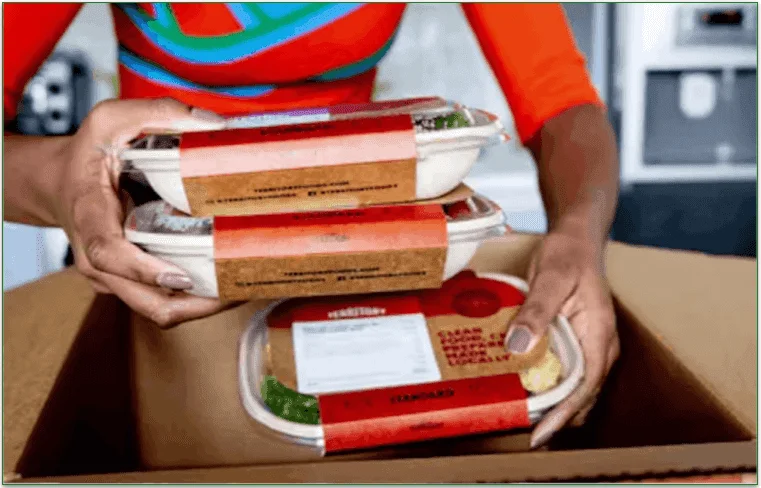 Person unpacking a Territory Foods delivery