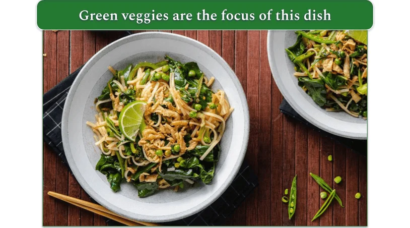 Purple Carrot's Green Vegetable Pad Thai dish