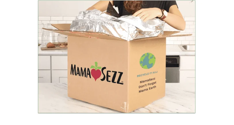 An open MamaSezz package, showing its insulated liner