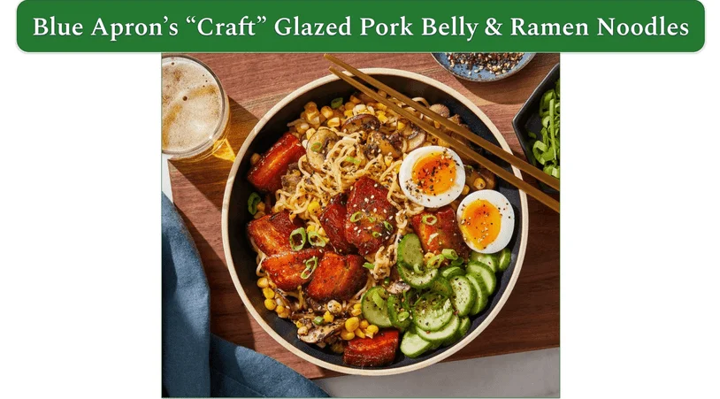 a screenshot of blue apron's Glazed Pork Belly & Ramen Noodles