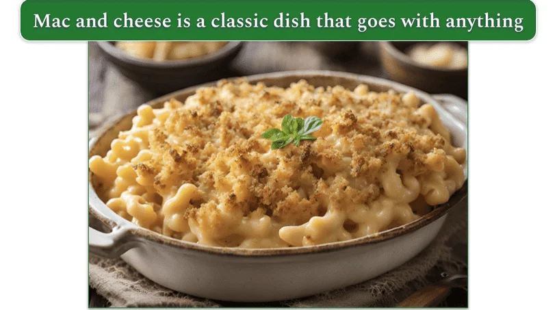Mac & cheese in a bowl with A breadcrumb topping