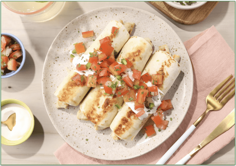 Home Chef's Chicken and Cheese Flautas with pico de gallo