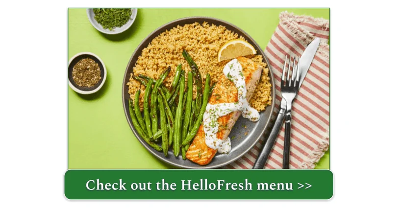 Mediterranean Salmon with Creamy Dill Sauce, Green Beans & Za’atar Couscous by HelloFresh
