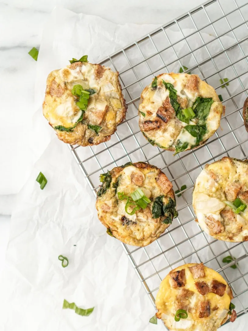 Cauliflower muffins on a cooling rack