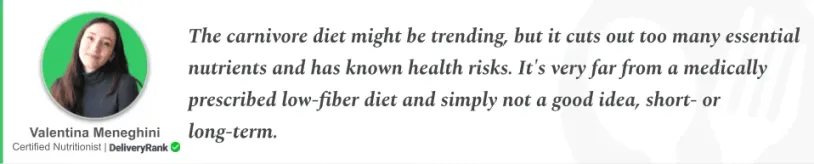 Quote from our certified nutritionist about the carnivore diet